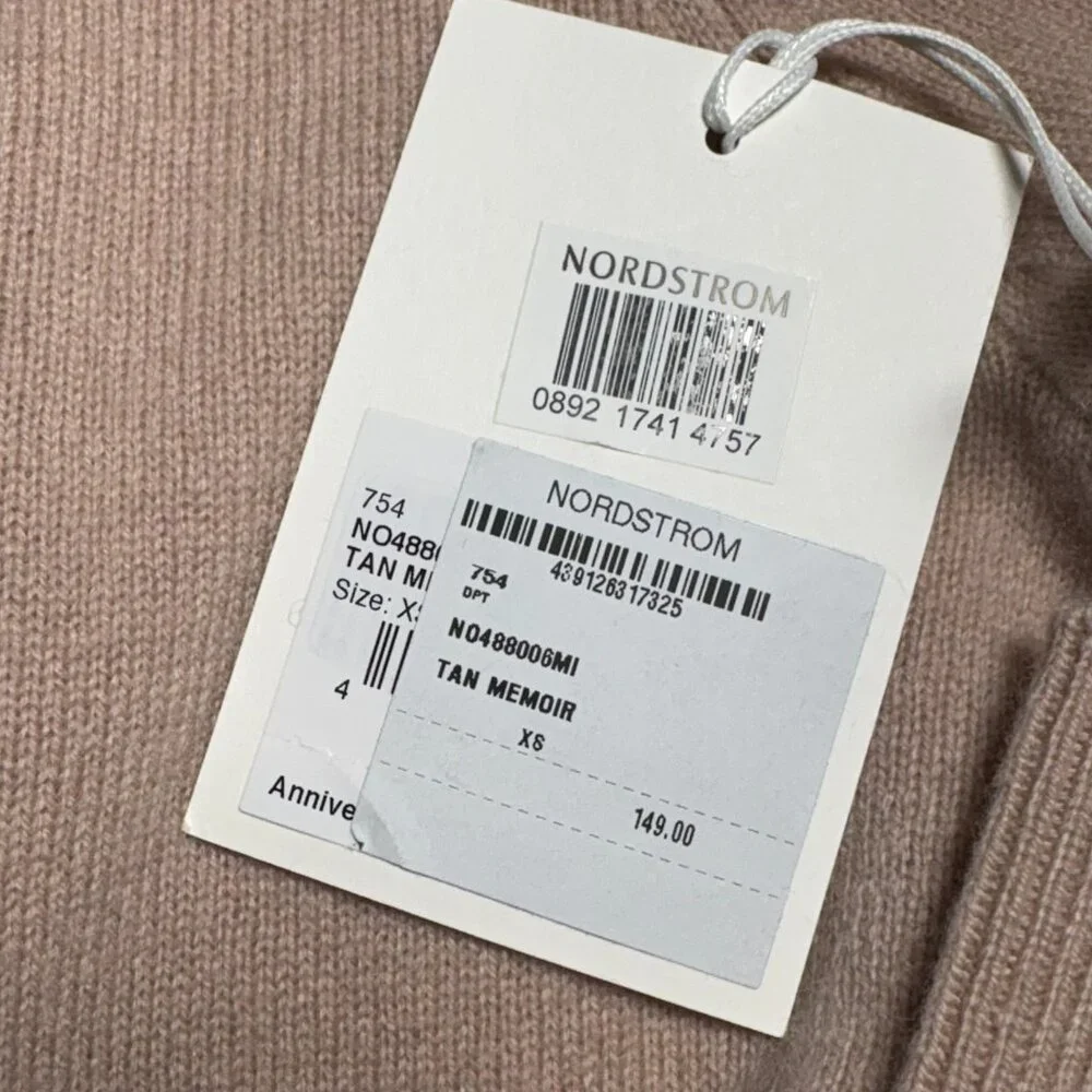 Nordstrom 100% Cashmere Crewneck Sweater – Tan Memoir – XS (NWT) - Picture 6 of 9